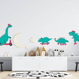 Skater Dinosaurs Wall Stickers , Dinosaur Pack Decals Fun Art - Thevinylcreations - thumbnail 3