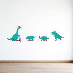 Skater Dinosaurs Wall Stickers , Dinosaur Pack Decals Fun Art - Thevinylcreations - thumbnail 2