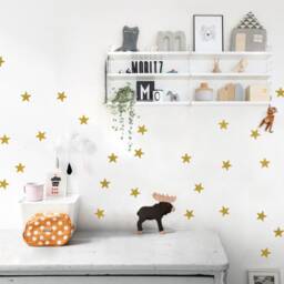 Star Wall Decal Grey, Set Of 35 2'' - 5 cm, White Sticker Stars Or Metallic Gold Decals, Peel & Stick, Kids-Room - thumbnail 2