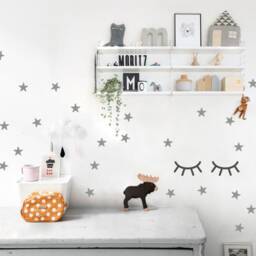 Star Wall Decal Grey, Set Of 35 2'' - 5 cm, White Sticker Stars Or Metallic Gold Decals, Peel & Stick, Kids-Room - thumbnail 3