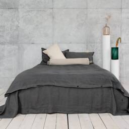 Linen Duvet Cover Dark Grey - Washed Bedding Set, Soft Natural Flax, Multiple Sizes, Minimalist Rustic Bedroom Decor - thumbnail 3
