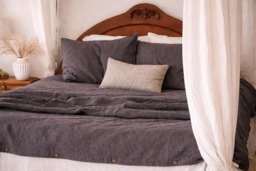 Linen Duvet Cover Dark Grey - Washed Bedding Set, Soft Natural Flax, Multiple Sizes, Minimalist Rustic Bedroom Decor