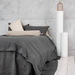 Linen Duvet Cover Dark Grey - Washed Bedding Set, Soft Natural Flax, Multiple Sizes, Minimalist Rustic Bedroom Decor - thumbnail 2