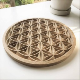 Carved Wooden Flower Of Life/Solid Oak - thumbnail 3