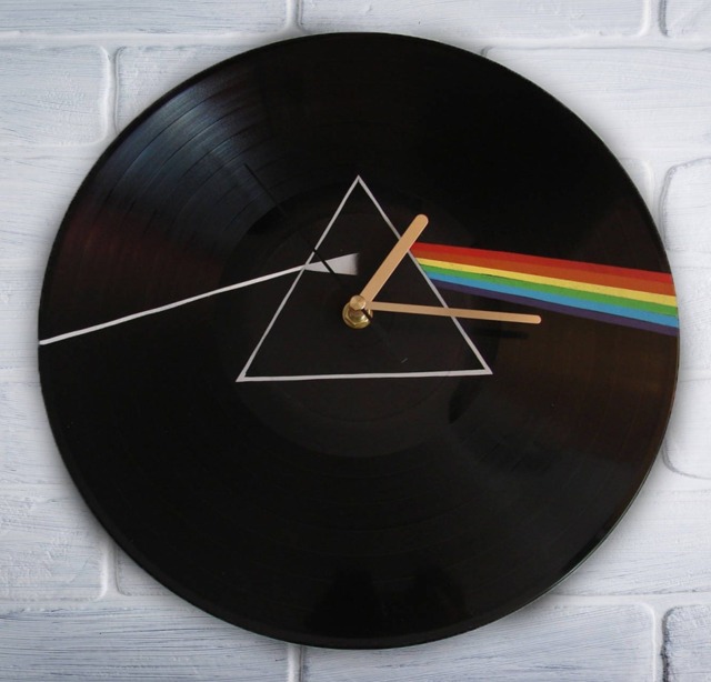 Pink Floyd Vinyl Record Clock Hand-Painted Dark Side Of The Moon Art - image 1