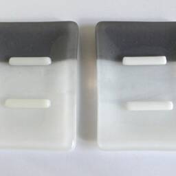 Fused Glass Soap Dish in Gray & White By Bprdesigns - thumbnail 4