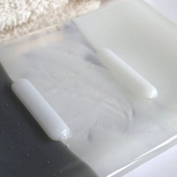 Fused Glass Soap Dish in Gray & White By Bprdesigns - thumbnail 3