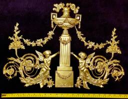 Large Ornate Applique Gilt Or White French Style Decorative Wall Furniture Onlay Moulding Pediment Plastic Decoration - thumbnail 1