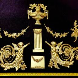 Large Ornate Applique Gilt Or White French Style Decorative Wall Furniture Onlay Moulding Pediment Plastic Decoration - thumbnail 3