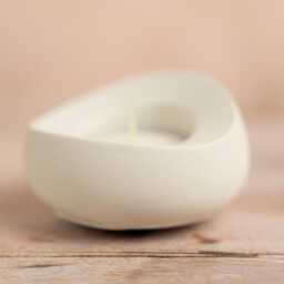 Rounded Concrete Tea Light Holder White Candle - thumbnail 2