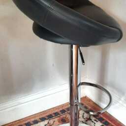 Pair Of Vintage Leather Look & Chrome Adjustable Bar Stools - thumbnail 4