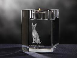 American Hairless Terrier - Crystal Candlestick With Dog, Souvenir, Decoration, Limited Edition, Collection - thumbnail 1