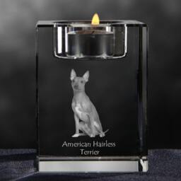 American Hairless Terrier - Crystal Candlestick With Dog, Souvenir, Decoration, Limited Edition, Collection - thumbnail 3