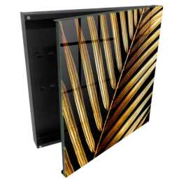Golden Leaves Key Cabinet For Home, Black Box Wall, Minimalist Flowers & Plants, Lovers Of Elegance Nature