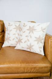 Flowers Hand Embroidered Decorative Pillow Covers - Set Of Two. Artisan Made - thumbnail 1