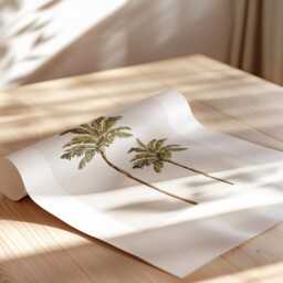 Palm Trees Print Boho Surf Wall Art, Coastal Neutral Botanical Illustration - thumbnail 3