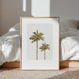 Palm Trees Print Boho Surf Wall Art, Coastal Neutral Botanical Illustration - thumbnail 2