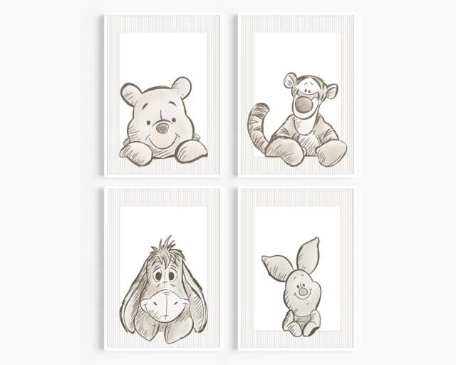 Choose Your Own Winnie Pooh Bear Set Of A4 A3 Nursery Unframed Prints Flower Neutral Beige Natural Tigger Eeyore Piglet Decor - image 1