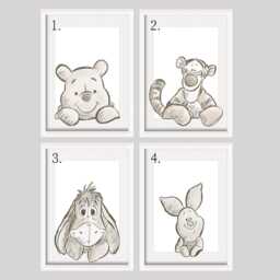 Choose Your Own Winnie Pooh Bear Set Of A4 A3 Nursery Unframed Prints Flower Neutral Beige Natural Tigger Eeyore Piglet Decor - thumbnail 2