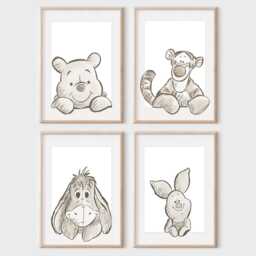Choose Your Own Winnie Pooh Bear Set Of A4 A3 Nursery Unframed Prints Flower Neutral Beige Natural Tigger Eeyore Piglet Decor - thumbnail 3