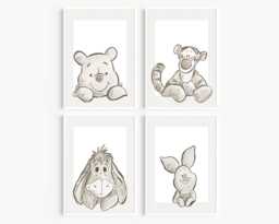 Choose Your Own Winnie Pooh Bear Set Of A4 A3 Nursery Unframed Prints Flower Neutral Beige Natural Tigger Eeyore Piglet Decor - thumbnail 1