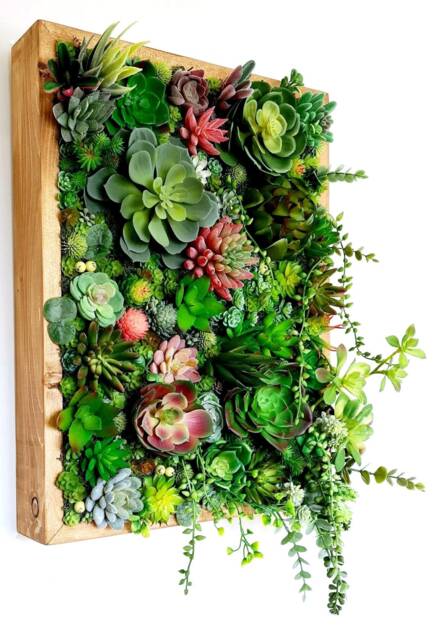 Faux Succulent 3D Wall Art Rustic Wood Framed Botanical Decor For Home Or Business - image 1
