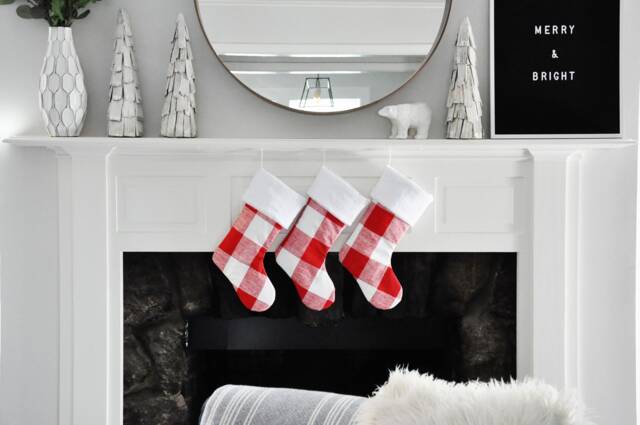 Red Buffalo Check Farmhouse Christmas Stocking, Personalized, Anderson Plaid, Cabin Decor, No.742 - image 1