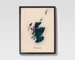 Clan Douglas Scottish Tartan Map - Of Scotland Family Wall Decor, Ready To Hang - thumbnail 1
