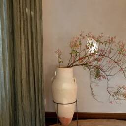 Sage Green Slightly Translucent Lightweight Linen Curtain, Sheer & Breezy Curtain Drop in Dusty Green, Light Khaki Panel - thumbnail 2