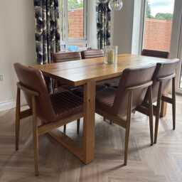 Burnan Solid Oak Dining Table Set - Box Legs - thumbnail 2