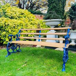 Serpent & Grape Cast Iron Oak Garden Bench - thumbnail 4