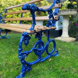 Serpent & Grape Cast Iron Oak Garden Bench - thumbnail 3