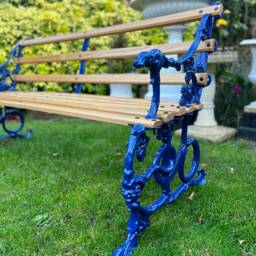 Serpent & Grape Cast Iron Oak Garden Bench - thumbnail 2