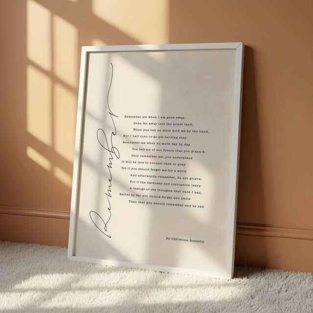 Remember Me Poem Print - Christina Rossetti Poetry Wall Art Memorial Remembrance Gift Classic Literature Decor Poster - image 1