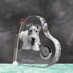 Fox Terrier - Crystal Clock in The Shape Of A Heart With Image Pure-Bred Dog - thumbnail 2