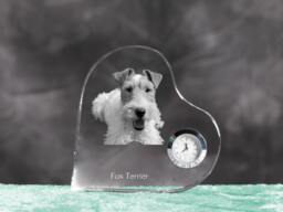 Fox Terrier - Crystal Clock in The Shape Of A Heart With Image Pure-Bred Dog - thumbnail 1