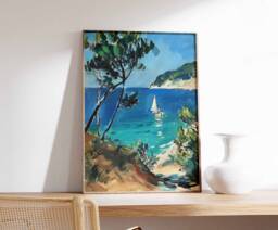 Sailing Poster, Nautical Wall Art, Bathroom Decor, Boat Print, Gift, Ocean Maritime Artwork, Sea Poster - thumbnail 1