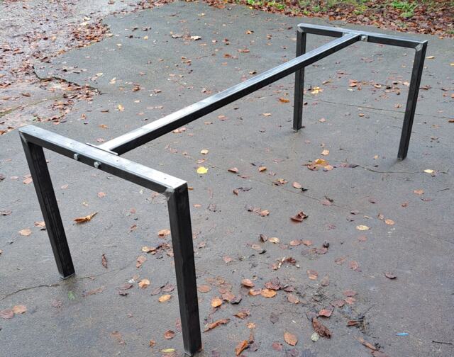 Sturdy Open Ended Metal Table Frame Retro Industrial Steel Desk Bar Breakfast Island Bolted Support - image 1