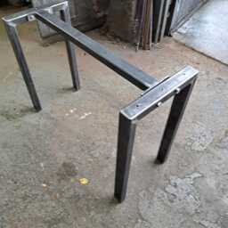 Sturdy Open Ended Metal Table Frame Retro Industrial Steel Desk Bar Breakfast Island Bolted Support - thumbnail 4