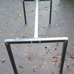 Sturdy Open Ended Metal Table Frame Retro Industrial Steel Desk Bar Breakfast Island Bolted Support - thumbnail 2