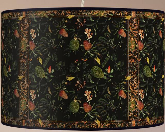 Lampshade Floor Lamp, Retro Vintage Artisanal Flowers - image 1