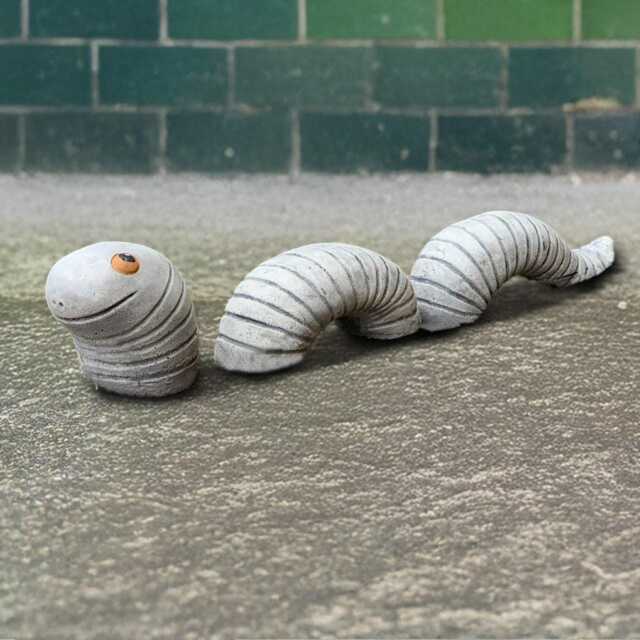 Concrete Worm Sculpture Funny Statue Stone Animal Figurine Outdoor Yard Decoration Handmade Lawn Ornament Animal Lover Gift - image 1