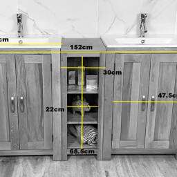 Bathroom Vanity Unit - Sink Washstand Slimline Grey Painted With Inset Counter Sunk Basin Sinks Taps & Plugs Included - thumbnail 4