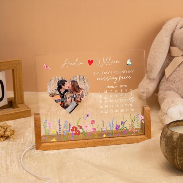 Personalized Photo Couple Led Night Light, The Day I Found My Missing Piece, Wedding Gift For Couple, Anniversary Gift, Valentines Gifts - image 1