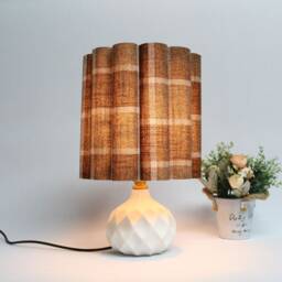 Handmade Brown Plaid Fabric Drum Lampshade - thumbnail 4