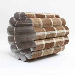 Handmade Brown Plaid Fabric Drum Lampshade - thumbnail 3