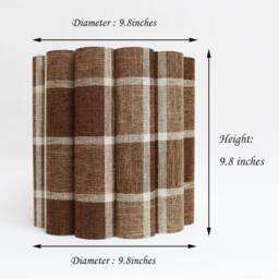 Handmade Brown Plaid Fabric Drum Lampshade - thumbnail 2