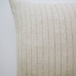 Brown Striped Linen Pillow Cover 18x18, Modern Farmhouse Pillows, Minimalist Throw Neutral Home Decor, Simple Accent - thumbnail 2