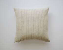 Brown Striped Linen Pillow Cover 18x18, Modern Farmhouse Pillows, Minimalist Throw Neutral Home Decor, Simple Accent - thumbnail 1
