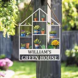 Custom Garden Metal Sign, Personalized Greenhouse Name, Hanging Outdoor Wall Art For Home Gardens - thumbnail 3